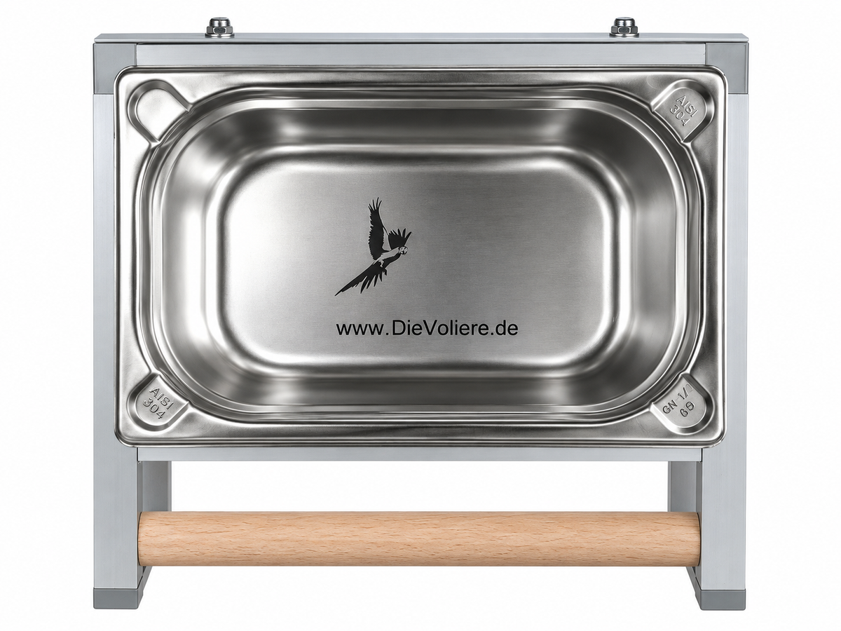 Edelstahlwanne mit Sitzstange Drahtmontage klein