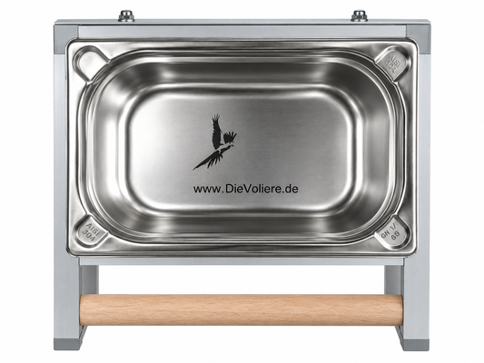 Edelstahlwanne mit Sitzstange Drahtmontage klein