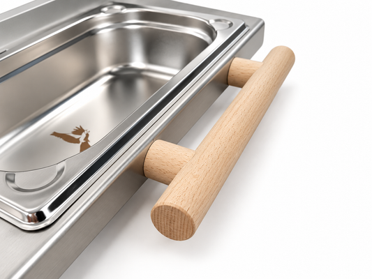 Sitzstange für 3er oder BaWa Edelstahlfutterwendeplatten – 20 mm Buchenholz