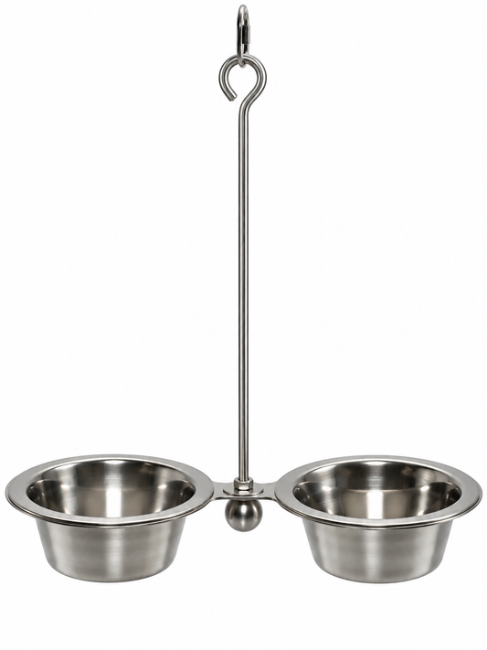 Swinging Bowls Futterschaukel mit zwei Näpfen aus Edelstahl