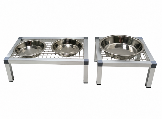Futter-/Wassertisch  1er oder 2er incl. Edelstahlnäpfe