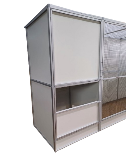 Voliere mit Schutzhaus für Wachteln