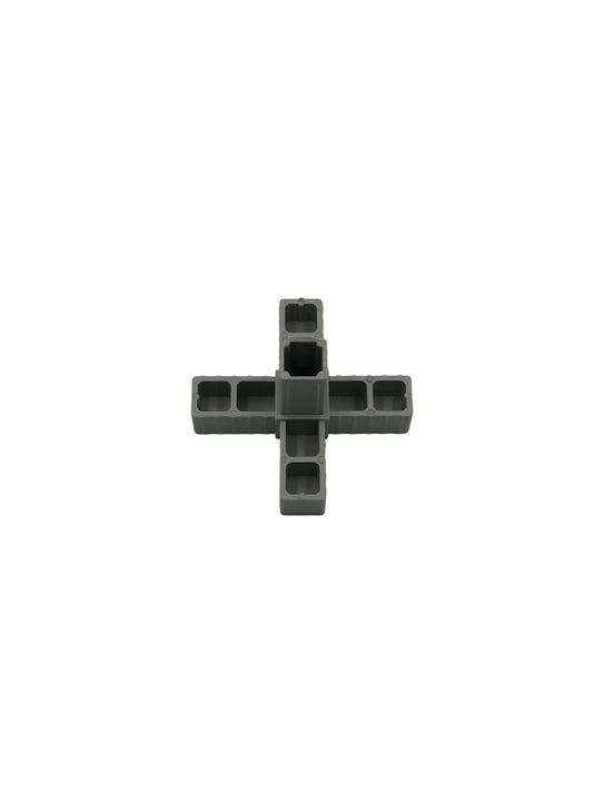 4-Wege-Kreuzverbinder 20x20x1,5 mm aus glasfaserverstärktem Kunststoff.